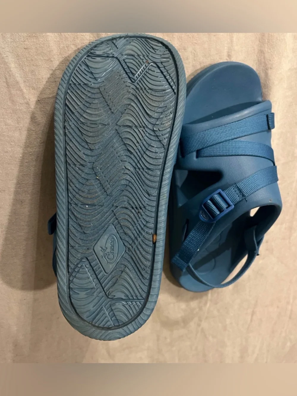 Kids size 6- CHACO Chillos Sport Juniors Slide Sandals Back Strap Blue Light